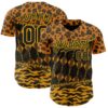 Custom Black Gold Green-Red 3D Pattern Design Black History Month African Ethnicity Style Animal Print Authentic Baseball Jersey