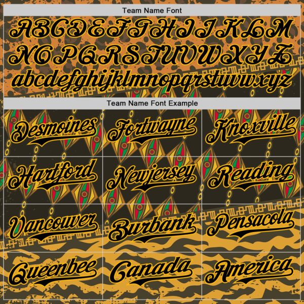 Custom Black Gold Green-Red 3D Pattern Design Black History Month African Ethnicity Style Animal Print Authentic Baseball Jersey
