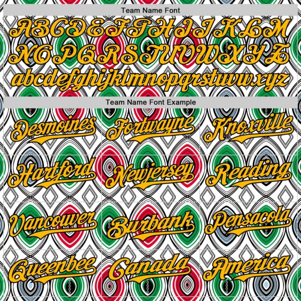 Custom White Gold Red Green-Black 3D Pattern Design Black History Month African Ethnicity Style Authentic Baseball Jersey