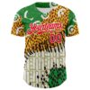 Custom White Fire Red Green Yellow-Black 3D Pattern Design Black History Month Animal Print Authentic Baseball Jersey