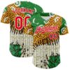 Custom White Fire Red Green Yellow-Black 3D Pattern Design Black History Month Animal Print Authentic Baseball Jersey