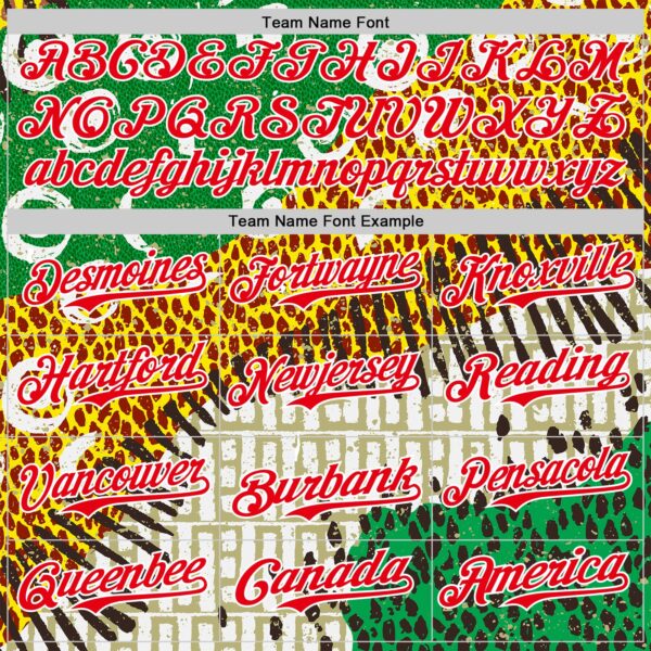 Custom White Fire Red Green Yellow-Black 3D Pattern Design Black History Month Animal Print Authentic Baseball Jersey