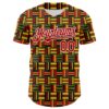 Custom Black Red Yellow Green-White 3D Pattern Design Black History Month African Ethnicity Style Abstract Geometric Authentic Baseball Jersey