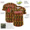Custom Black Red Yellow Green-White 3D Pattern Design Black History Month African Ethnicity Style Abstract Geometric Authentic Baseball Jersey