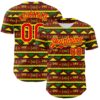 Custom Green Fire Red Light Yellow-Black 3D Pattern Design Black History Month African Ethnicity Style Abstract Geometric Authentic Baseball Jersey
