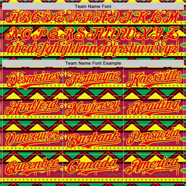 Custom Green Fire Red Light Yellow-Black 3D Pattern Design Black History Month African Ethnicity Style Abstract Geometric Authentic Baseball Jersey