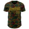 Custom Black Red Green-Yellow 3D Pattern Design Black History Month African Ethnicity Style Abstract Geometric Authentic Baseball Jersey