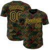Custom Black Red Green-Yellow 3D Pattern Design Black History Month African Ethnicity Style Abstract Geometric Authentic Baseball Jersey
