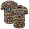 Custom Black Red Green Yellow-White 3D Pattern Design Black History Month African Ethnicity Style Abstract Geometric Authentic Baseball Jersey