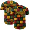 Custom Black Gold Green-Red 3D Pattern Design Black History Month African Ethnicity Style Abstract Geometric Authentic Baseball Jersey
