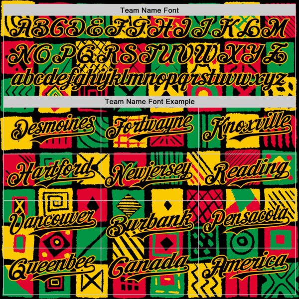 Custom Black Gold Green-Red 3D Pattern Design Black History Month African Ethnicity Style Abstract Geometric Authentic Baseball Jersey