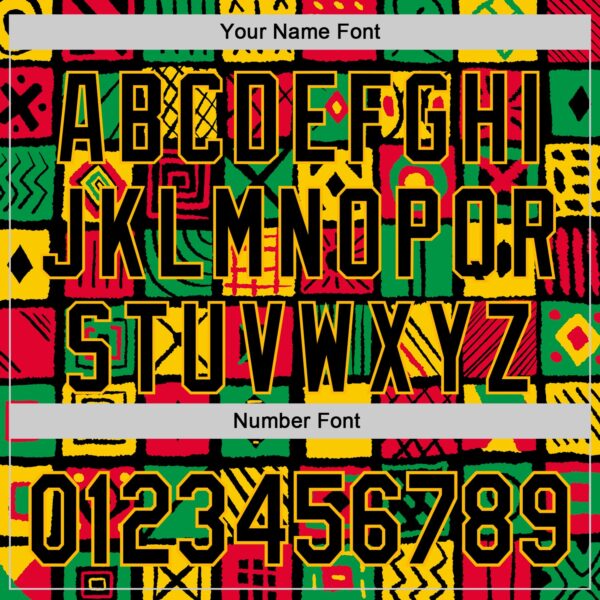 Custom Black Gold Green-Red 3D Pattern Design Black History Month African Ethnicity Style Abstract Geometric Authentic Baseball Jersey