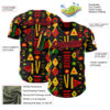 Custom Black Fire Red Green-Yellow 3D Pattern Design Black History Month African Ethnicity Style Abstract Geometric Authentic Baseball Jersey