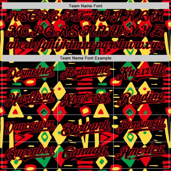 Custom Black Fire Red Green-Yellow 3D Pattern Design Black History Month African Ethnicity Style Abstract Geometric Authentic Baseball Jersey