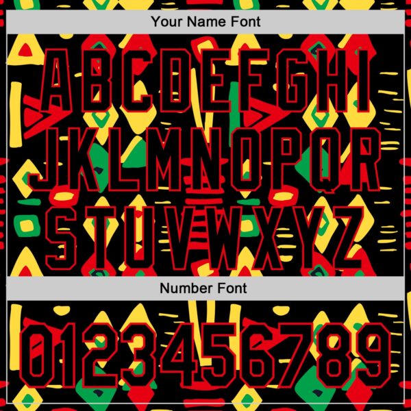 Custom Black Fire Red Green-Yellow 3D Pattern Design Black History Month African Ethnicity Style Abstract Geometric Authentic Baseball Jersey