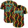 Custom Black Kelly Green Red Yellow-White 3D Pattern Design Black History Month African Ethnicity Style Abstract Geometric Authentic Baseball Jersey