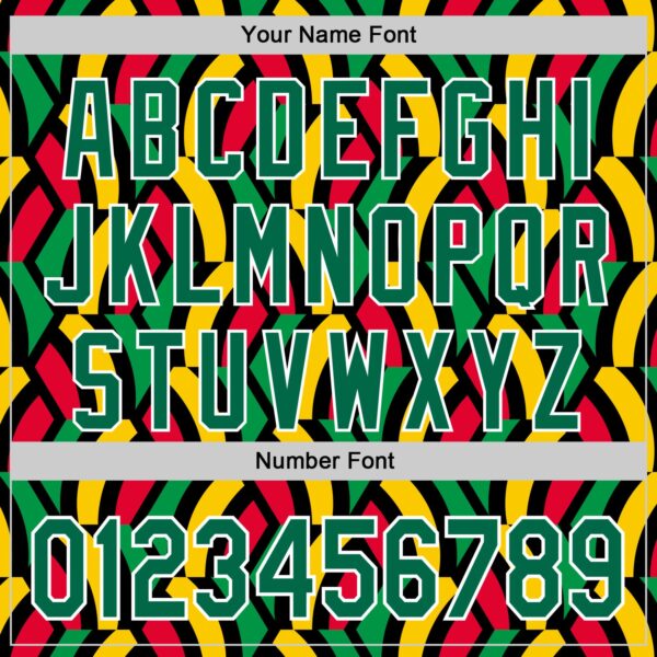 Custom Black Kelly Green Red Yellow-White 3D Pattern Design Black History Month African Ethnicity Style Abstract Geometric Authentic Baseball Jersey