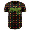 Custom Black Grass Green Gold-Red 3D Pattern Design Black History Month African Ethnicity Style Abstract Geometric Authentic Baseball Jersey