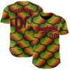 Custom Black Fire Red Green-Yellow 3D Pattern Design Black History Month Gradient African Ethnicity Style Authentic Baseball Jersey