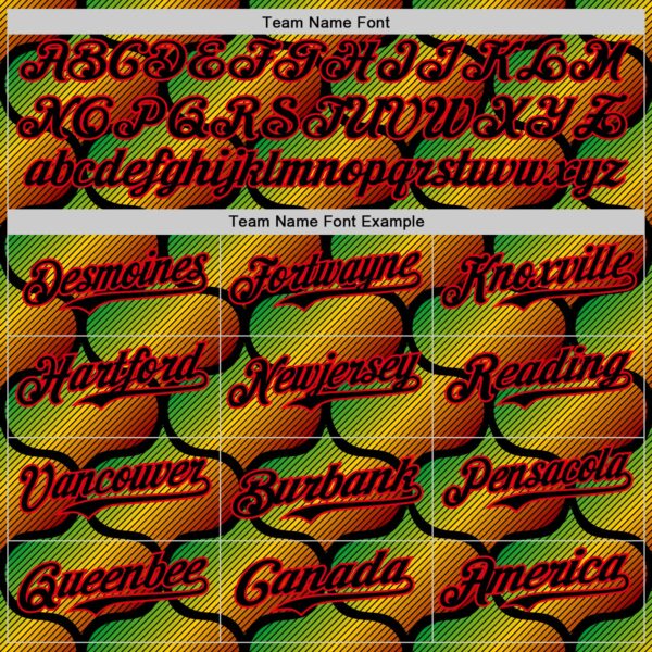 Custom Black Fire Red Green-Yellow 3D Pattern Design Black History Month Gradient African Ethnicity Style Authentic Baseball Jersey