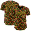 Custom Black Yellow Green-Red 3D Pattern Design Black History Month African Ethnicity Style Abstract Geometric Authentic Baseball Jersey