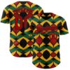 Custom Black Red Yellow-Green 3D Pattern Design Black History Month African Ethnicity Style Abstract Geometric Authentic Baseball Jersey