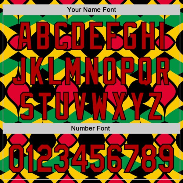 Custom Black Red Yellow-Green 3D Pattern Design Black History Month African Ethnicity Style Abstract Geometric Authentic Baseball Jersey