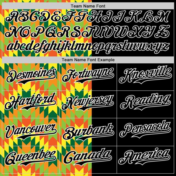 Custom Black Yellow Green Red-Orange 3D Pattern Design Black History Month African Ethnicity Style Abstract Geometric Authentic Baseball Jersey
