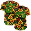 Custom Black Grass Green Red Light Yellow-Gold 3D Pattern Design Black History Month African Ethnicity Style Abstract Geometric Authentic Baseball Jersey