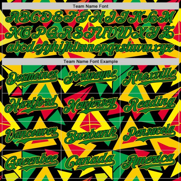 Custom Black Grass Green Red Light Yellow-Gold 3D Pattern Design Black History Month African Ethnicity Style Abstract Geometric Authentic Baseball Jersey