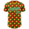 Custom Gold Grass Green Red-White 3D Pattern Design Black History Month African Ethnicity Style Abstract Geometric Authentic Baseball Jersey