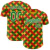 Custom Gold Grass Green Red-White 3D Pattern Design Black History Month African Ethnicity Style Abstract Geometric Authentic Baseball Jersey