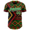 Custom Black Grass Green Red Yellow-White 3D Pattern Design Black History Month African Ethnicity Style Abstract Geometric Authentic Baseball Jersey