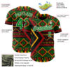 Custom Black Grass Green Red Yellow-White 3D Pattern Design Black History Month African Ethnicity Style Abstract Geometric Authentic Baseball Jersey