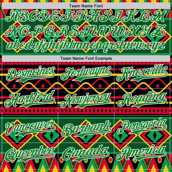 Custom Black Grass Green Red Yellow-White 3D Pattern Design Black History Month African Ethnicity Style Abstract Geometric Authentic Baseball Jersey
