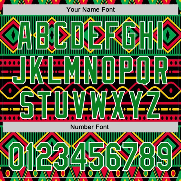 Custom Black Grass Green Red Yellow-White 3D Pattern Design Black History Month African Ethnicity Style Abstract Geometric Authentic Baseball Jersey