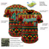 Custom Black Kelly Green Red Yellow-White 3D Pattern Design Black History Month African Ethnicity Style Abstract Geometric Authentic Baseball Jersey