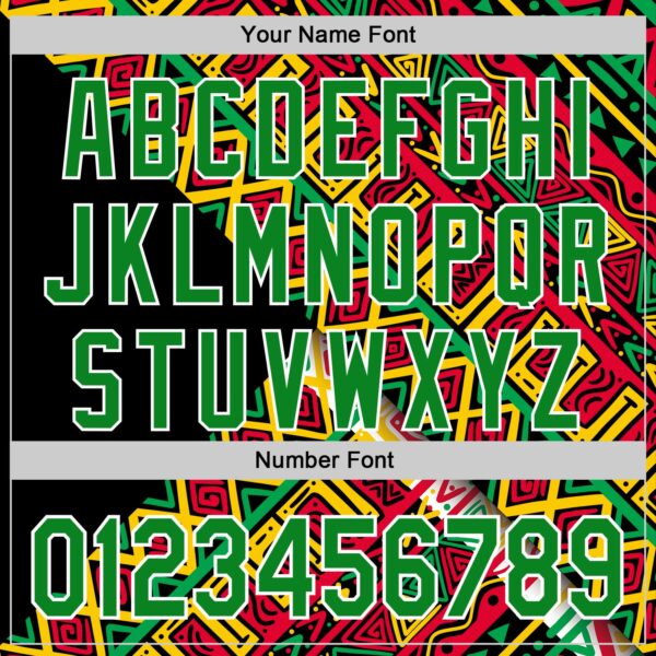 Custom Black Kelly Green Red Yellow-White 3D Pattern Design Black History Month African Ethnicity Style Abstract Geometric Authentic Baseball Jersey