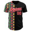 Custom Black Fire Red Yellow Green-White 3D Pattern Design Black History Month African Ethnicity Style Abstract Geometric Authentic Baseball Jersey