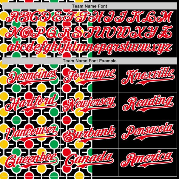 Custom Black Fire Red Yellow Green-White 3D Pattern Design Black History Month African Ethnicity Style Abstract Geometric Authentic Baseball Jersey