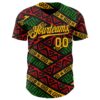 Custom Black Gold Red-Green 3D Pattern Design Black History Month African Ethnicity Style Abstract Geometric Authentic Baseball Jersey