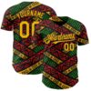 Custom Black Gold Red-Green 3D Pattern Design Black History Month African Ethnicity Style Abstract Geometric Authentic Baseball Jersey