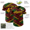 Custom Black Gold Red-Green 3D Pattern Design Black History Month African Ethnicity Style Abstract Geometric Authentic Baseball Jersey