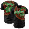 Custom Black Grass Green Red Yellow-White 3D Pattern Design Black History Month African Ethnicity Style Authentic Baseball Jersey