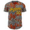 Custom Texas Orange Gold-Black 3D Pattern Design Black History Month Animal Leopard Authentic Baseball Jersey