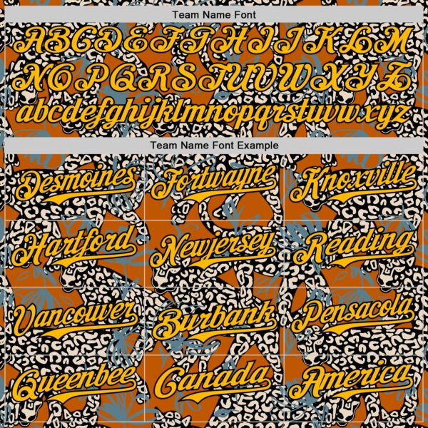 Custom Texas Orange Gold-Black 3D Pattern Design Black History Month Animal Leopard Authentic Baseball Jersey