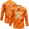Custom Bay Orange White Lightning Hockey Lace Neck Jersey