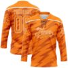 Custom Bay Orange White Lightning Hockey Lace Neck Jersey