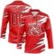 Custom Red Black-White Lightning Hockey Lace Neck Jersey