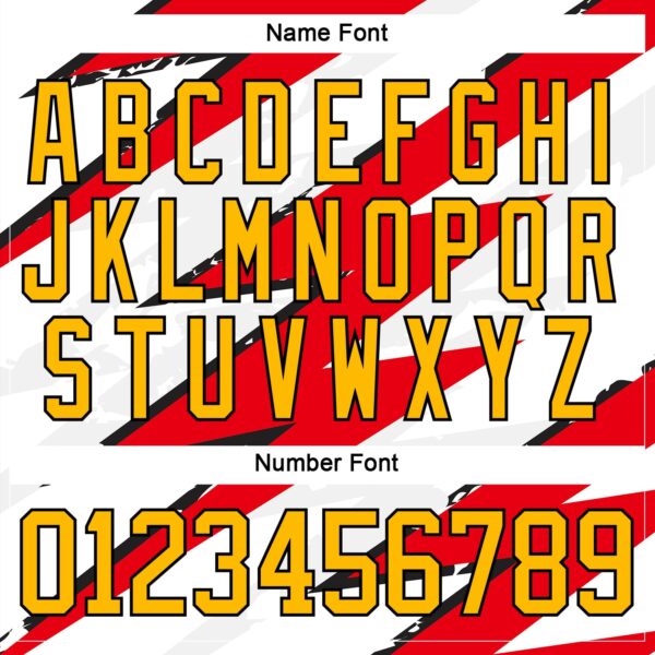 Custom Fire Red Gold Black-White Lightning Hockey Lace Neck Jersey